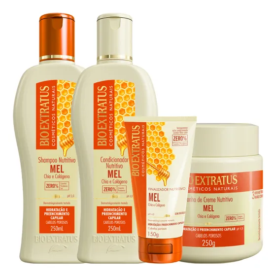 Kit Mel Bio Extratus Shampoo, Cond Máscara 250ml Finali 150g