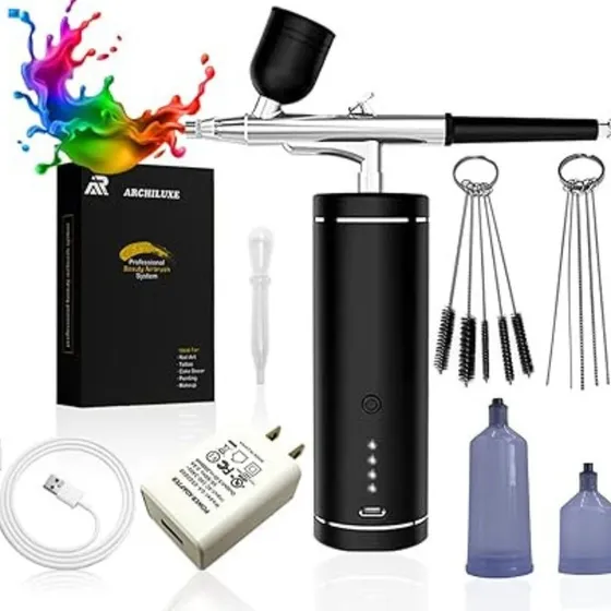 Kit Aerógrafo Mini Compresor Belleza Portátil Eléctrico
