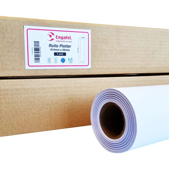 Rollo Para Plotter Engatel Papel Bond 91,4cm X 50mts 75 Grs