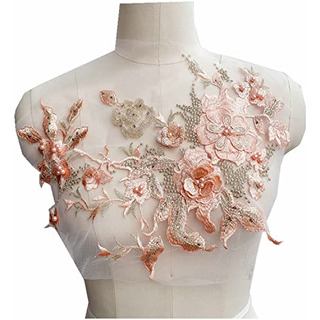 Telas De Encaje Con Cuentas Y Flores En 3d, Apliques, Bordad Telas De Encaje Con Cuentas Y Flores En 3d, Apliques, Bordad
