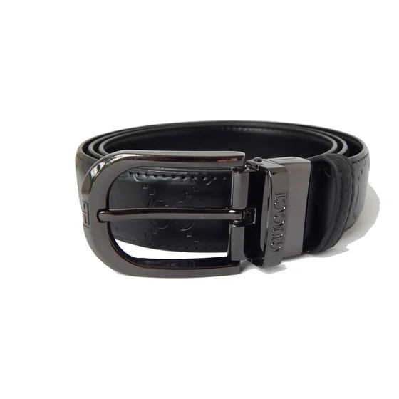 Cinturon Gucci Hebilla Clasica Negro Cuero Genuino