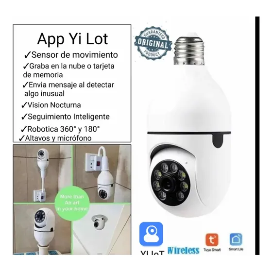 Camara Bombillo Ip Wifi Inalambrica Robotica Seguridad 360