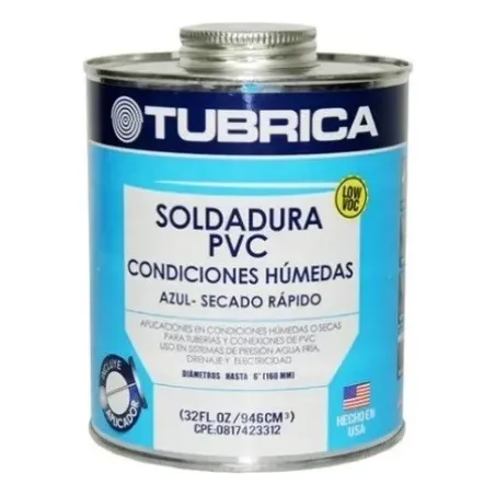 Pega Soldadura Pvc Aguas Blancas Cond Humedas 1/4 Tubrica