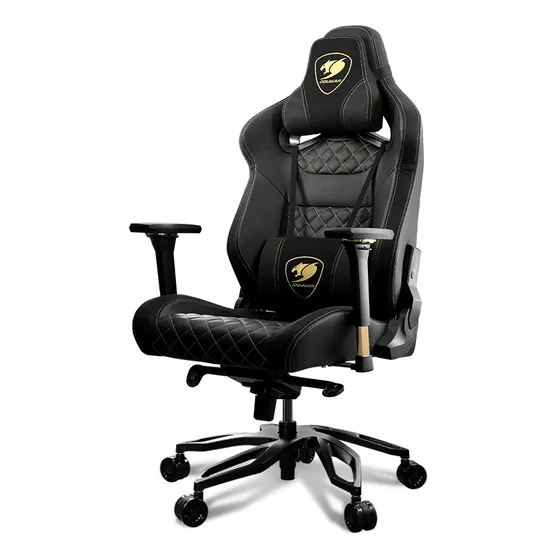 Silla de escritorio Cougar Armor Titan Pro gamer ergonómica negra y royal con tapizado de cuero sintético y gamuza sintética