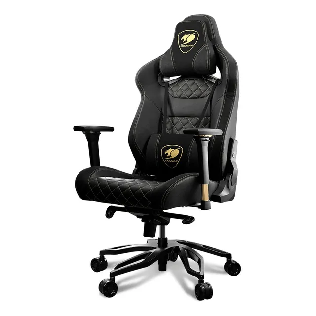 Silla de escritorio Cougar Armor Titan Pro gamer ergonómica negra y royal con tapizado de cuero sintético y gamuza sintética
