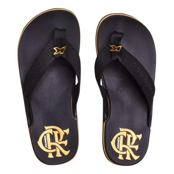 Chinelo Masculino Nk6 Flamengo Preta Com Dourado Kenner