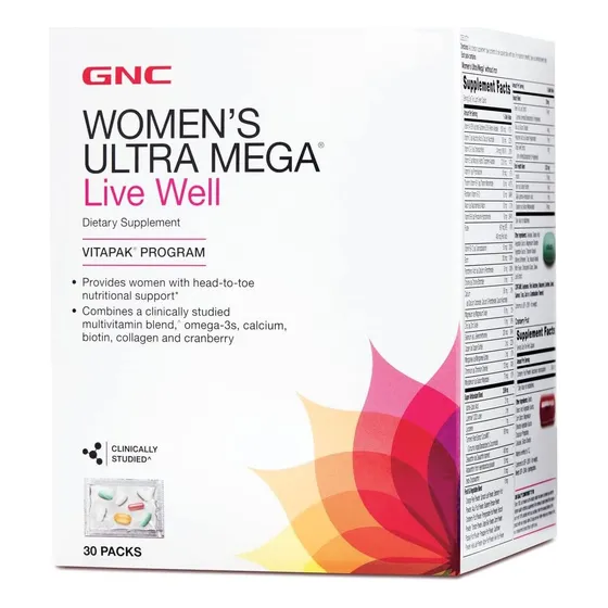 Multivitamínico Ultra Mega Live Well Vitapak Gnc 30 Packs