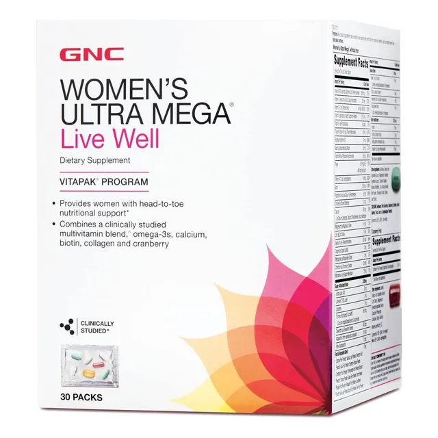 Multivitamínico Ultra Mega Live Well Vitapak Gnc 30 Packs