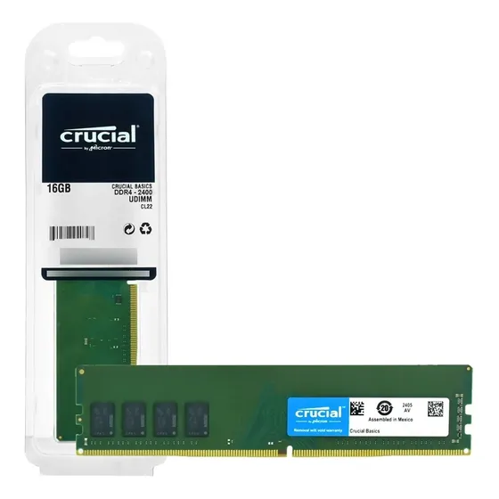 Memória Desktop 16gb Crucial Ddr4 2400 Mhz C17 Ct16g4dfd824a