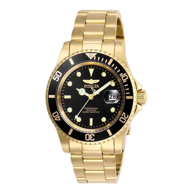 Reloj Invicta Oro Hombres Color de la correa Dorado Color del bisel Dorado Color del fondo Negro