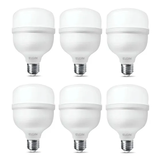 Kit 6 Lâmpadas Super Bulbo Alta Potência Led 50w - Elgin Cor Da Luz Branco-frio 127/220V