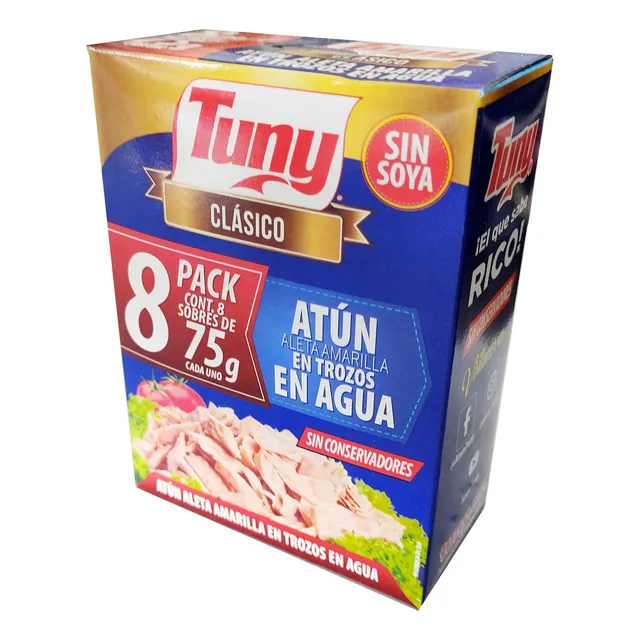 Atún En Trozos En Agua Tuny Clasico Paquete Con 8 Sobres