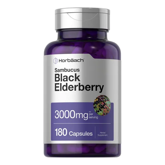 Suplemento Horbaach Black Elderberry, 3000 Mg, Cápsulas, 180