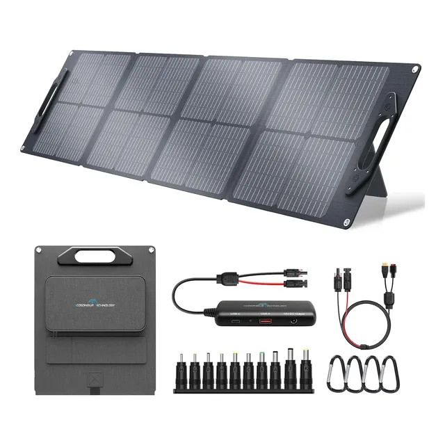 Panel Solar Portátil 100 W Con Soportes Ajustables.