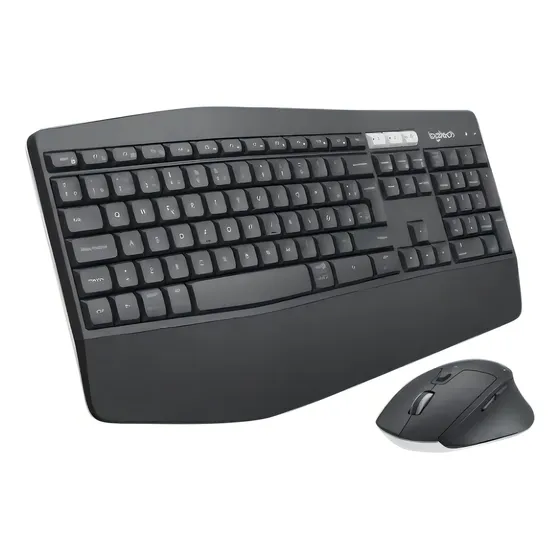 Kit de teclado y mouse inalámbrico Logitech MK850 Español Latinoamérica de color negro