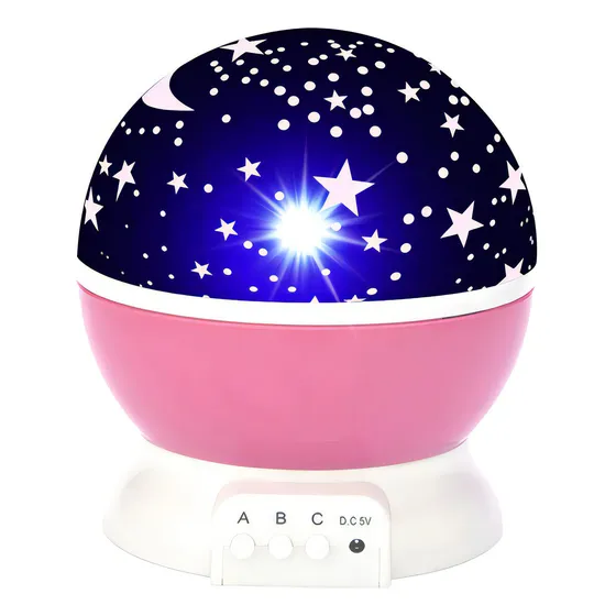 Lampara Veladora Proyector Led De Estrellas Usb Y Pila Rosa