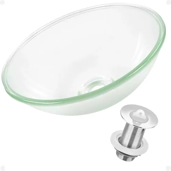 Cuba Pia Banheiro Acrílico Transparente 30cm Brinde  Válvula