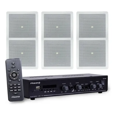 Som Ambiente Jbl 6 Arandelas Teto Gesso + Receiver Bluetooth