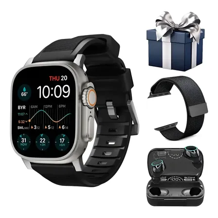 Smartwatch Lançamento 2025 Ultra 3 Series 10 - Oceano 49mm Prateado