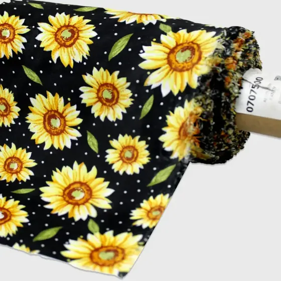 Tela Algodón Candy Flores Bellas 120 Cm - Rollo 30 M Negro Estampado Flores Hechas Margaritas