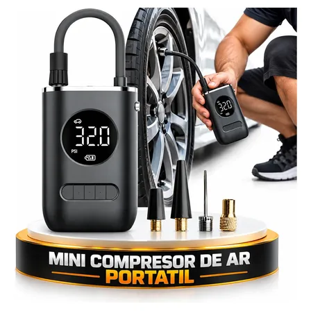 Calibrador Compressor Pneu Digital Carro Bike Moto Sem Fio Cinza-escuro 127/220v