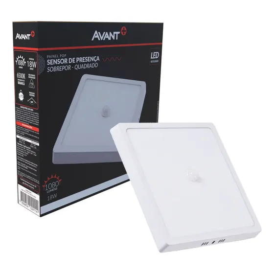 Painel Led Pop Sensor 21cm 18w 6500k Sob Quadrado Br Avant