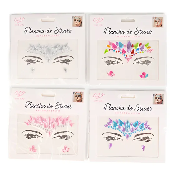 Pack X10 Stickers Faciales Gemas Autoadhesivas Por Mayor