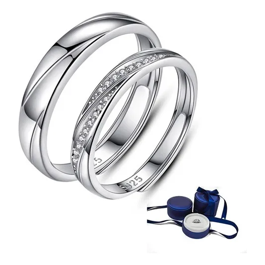 Anillo Plata 925 Tejido Ajustable Hombre Mujer Pareja