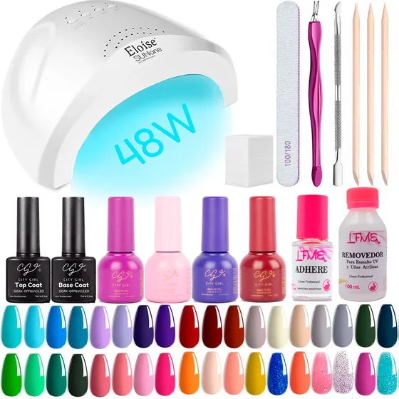 Kit Inicial X16u Cabina Led Uv 48w Gel Uñas Semipermanentes
