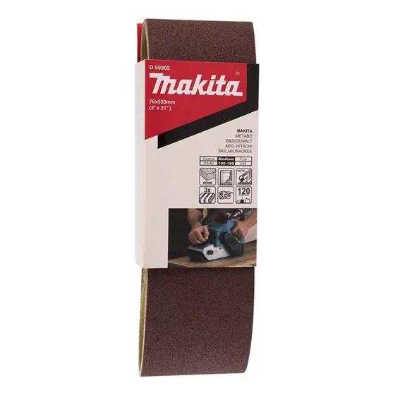 Pack 3 Lijas De Banda 3''x21'' Grano 120 Makita D-59302
