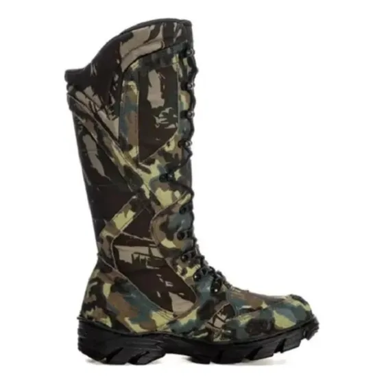 Bota Masculina Cacería Motociclista Cuero Legítimo Camuflada