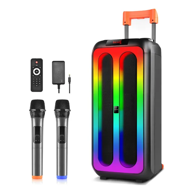 Kuiiyer Bocina Bluetooth 100w Grande Estéreo Inalámbrico 8 Pulgadas X2 con Doble Micrófono Inalámbrico Adecuado Para Fiestas Conferencias Camping color negro 110V