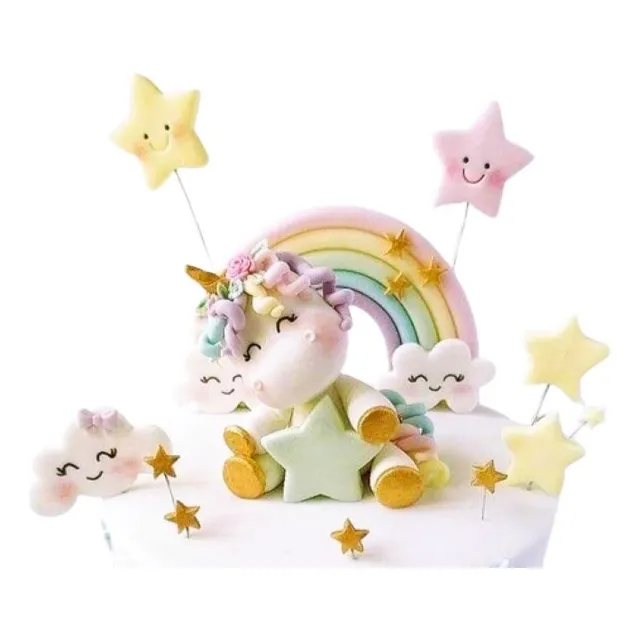 Adorno De Torta Temática Unicornio 16 Pzas .