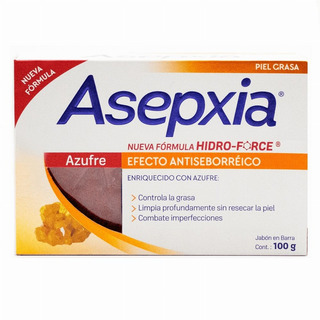 Asepxia Jabón Hidro-force Azufre. Para Piel Grasa, 100g. Asepxia Jabón Hidro-force Azufre. Para Piel Grasa, 100g.