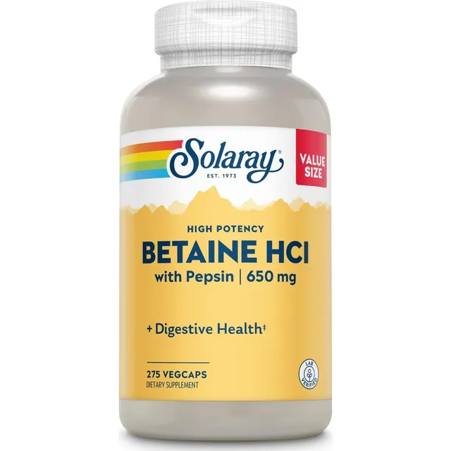 Betaína Hcl 650 Mg Solaray 100 Capsulas Vegetarianas