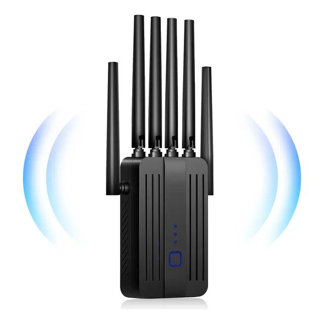 Repetidor Wifi Negro De 1200 Mbps, Amplificador De Señal De Alta Velocidad De Banda Dual De 5 Gwps, Cobertura De Red Perfecta Con Señal Wifi Mejorada Adecuado Para El Hogar, La Oficina, Etc.