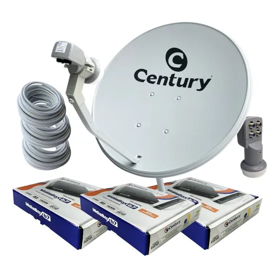 Kit Antena Parabólica Ku Century 60cm C / 3 Midiabox B5 5g