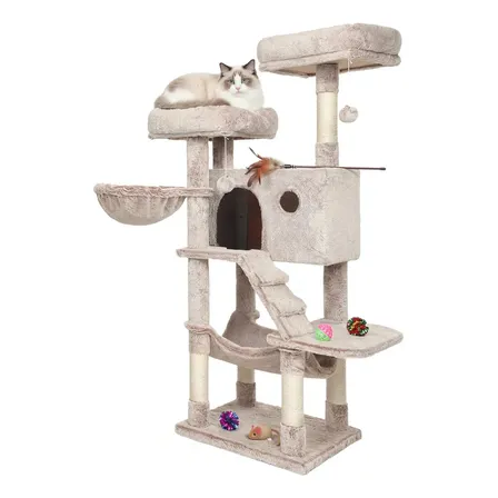 Feandrea Árvore Para Gatos, Torre Grande E Macia Branco-marrom Ombré