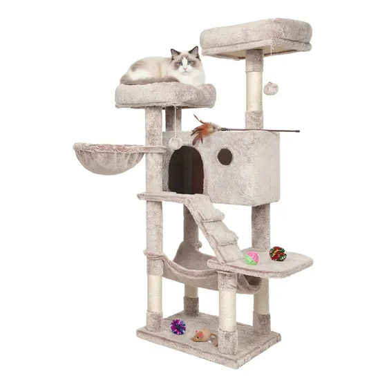 Feandrea Árvore Para Gatos, Torre Grande E Macia Branco-marrom Ombré
