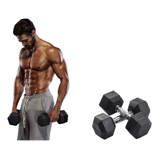 2 Mancuernas 7.5 Kg 17 Lb C/u Kit Set Pesas Hexagonales Color Negro