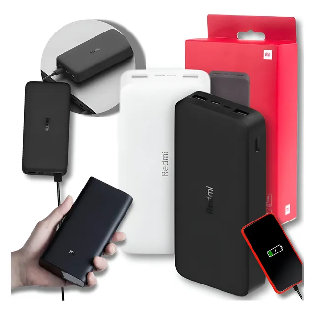 Cargador Portátil Xiaomi Powerbank 20000mah + Cable Usb-c Color Negro