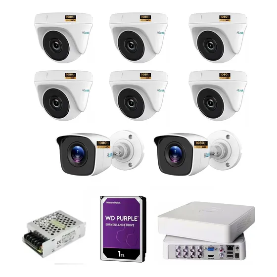 Dvr 8 Canais Hilook+08 Cameras Hilook + Hd 1tera + Fonte 