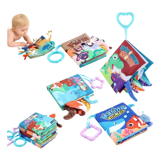 Libro De Tela Educativo Temprana Sensoriales Para Bebés 4pcs