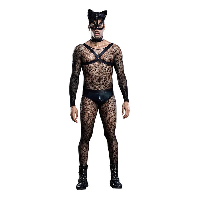 2025 Traje De Red Sexy De Una Sola Pieza Con Uniforme Cat