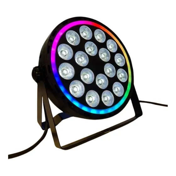 Refletor Par 64 Slim 18 Leds 12w Rgbw Quadriled Borda Led Dj