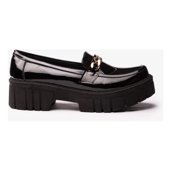 Mocasín Antalya - Nébula - Negro Charol Cadena Dorada 