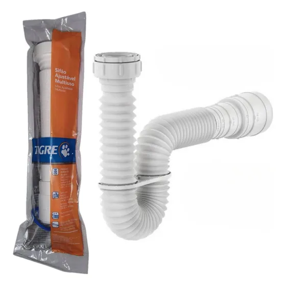 Sifão Sanfonado Universal Flexível Multiuso Branco Tigre
