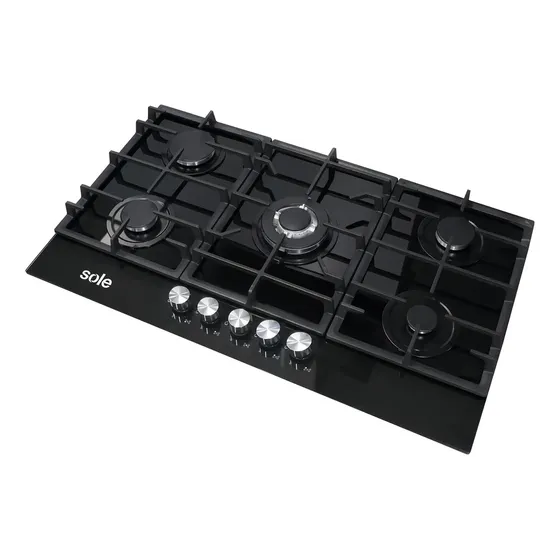 Cocina Empotrable Sole Vidrio 90cm 5 Hornillas Solco046v2 Color Negro | Cuotas sin interés