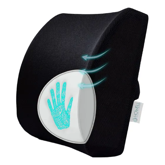 Cojín Lumbar Ortopédico Corrector Para Espalda Soporte Dorsal Ergonómico Howell RH-GJ-10 Negro