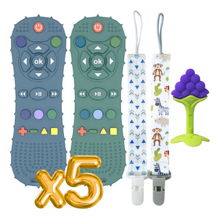 Kit 5 Mordedera Control Remoto Bebe Texturas Encías Juguete Kit 5 Mordedera Control Remoto Bebe Texturas Encías Juguete